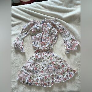 Temptation Positano Floral Print linen skirt set sz xs italy